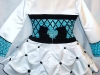 Irish Dancing Dress - Aqua Black White Dress - Back