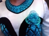 Irish Dancing Dress - Aqua Black White Dress - Front Closeup